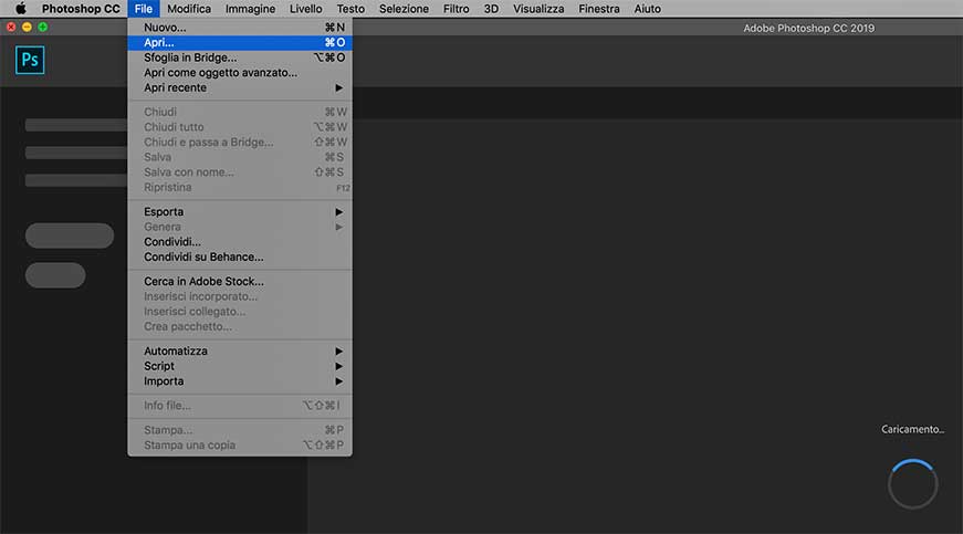 Importare immagini in Photoshop
